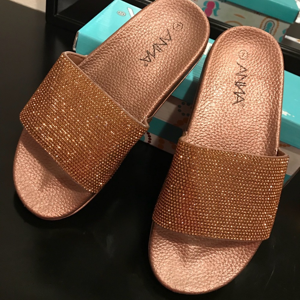 Gold rhinestone slides